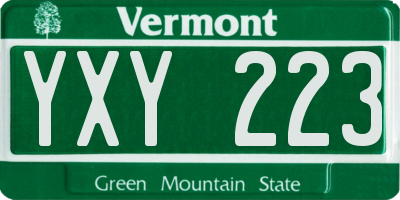 VT license plate YXY223