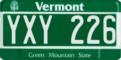 VT license plate YXY226