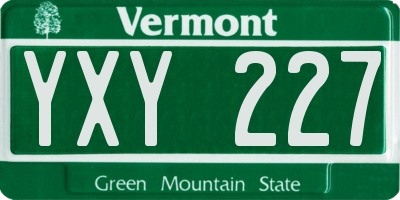 VT license plate YXY227