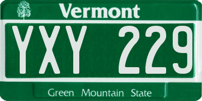 VT license plate YXY229