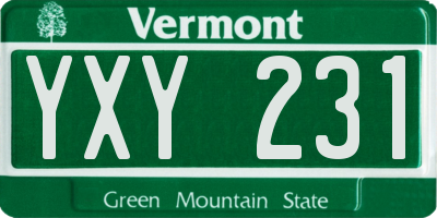 VT license plate YXY231