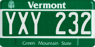 VT license plate YXY232