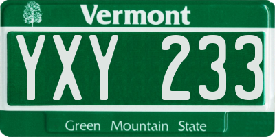VT license plate YXY233
