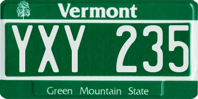 VT license plate YXY235