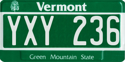 VT license plate YXY236