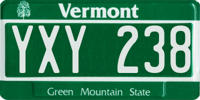 VT license plate YXY238