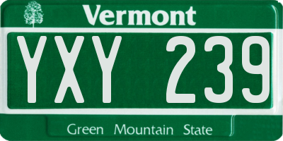 VT license plate YXY239