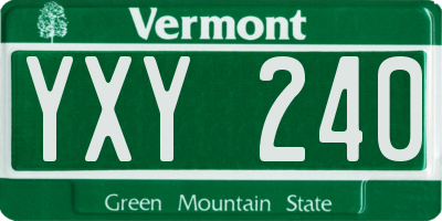 VT license plate YXY240