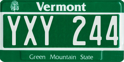 VT license plate YXY244