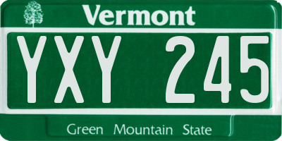 VT license plate YXY245