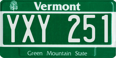 VT license plate YXY251