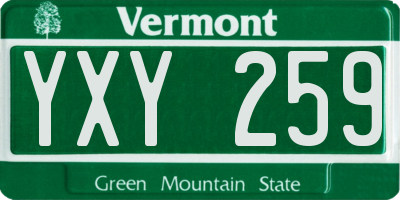 VT license plate YXY259