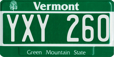 VT license plate YXY260