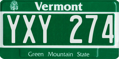 VT license plate YXY274