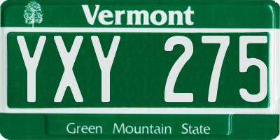 VT license plate YXY275