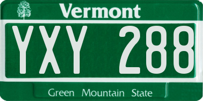 VT license plate YXY288