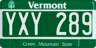 VT license plate YXY289