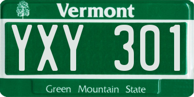 VT license plate YXY301