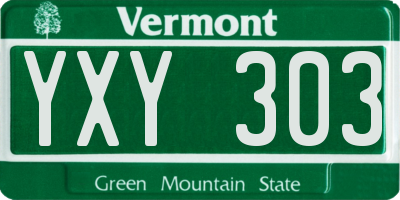 VT license plate YXY303