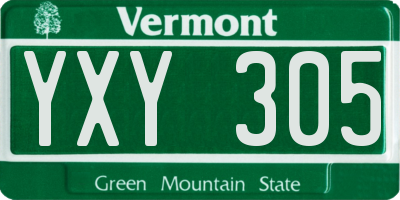 VT license plate YXY305