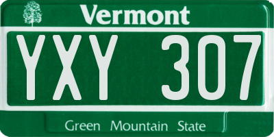 VT license plate YXY307