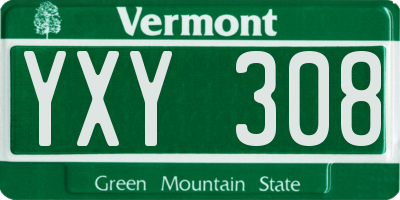 VT license plate YXY308