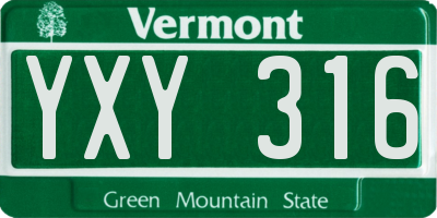 VT license plate YXY316