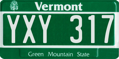 VT license plate YXY317