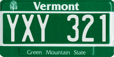 VT license plate YXY321