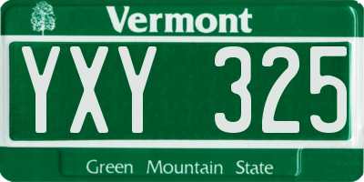 VT license plate YXY325