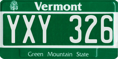 VT license plate YXY326