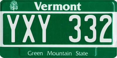 VT license plate YXY332