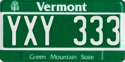 VT license plate YXY333
