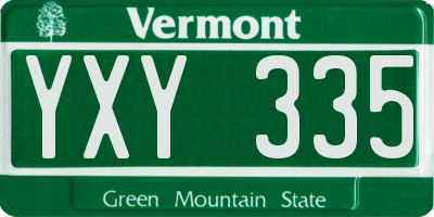 VT license plate YXY335