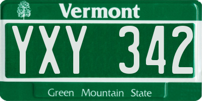 VT license plate YXY342