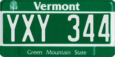 VT license plate YXY344
