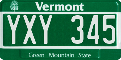 VT license plate YXY345