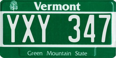 VT license plate YXY347