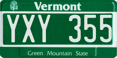 VT license plate YXY355