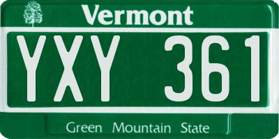 VT license plate YXY361
