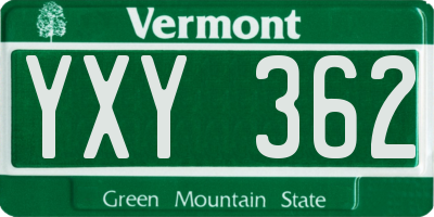 VT license plate YXY362