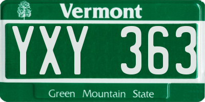 VT license plate YXY363