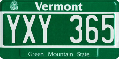 VT license plate YXY365