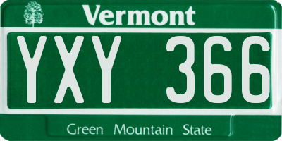 VT license plate YXY366