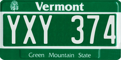 VT license plate YXY374