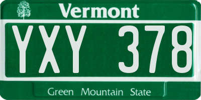 VT license plate YXY378