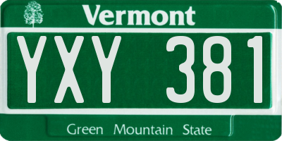 VT license plate YXY381