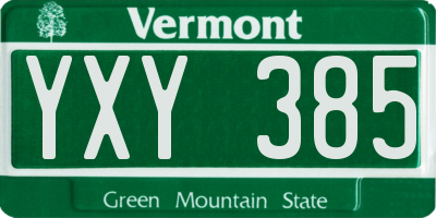 VT license plate YXY385