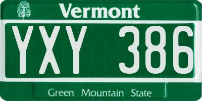 VT license plate YXY386
