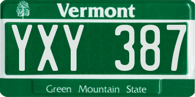 VT license plate YXY387